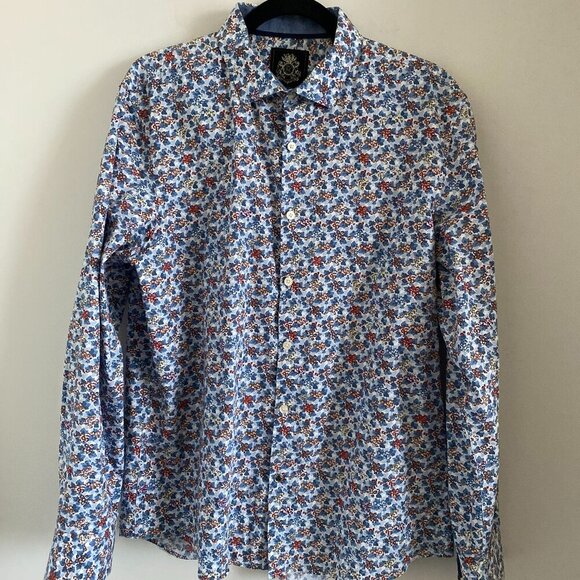 ENGLISH LAUNDRY MEN'S Long Sleeve Shirt Floral Print 100% Cotton Classic Fit L - Picture 1 of 6